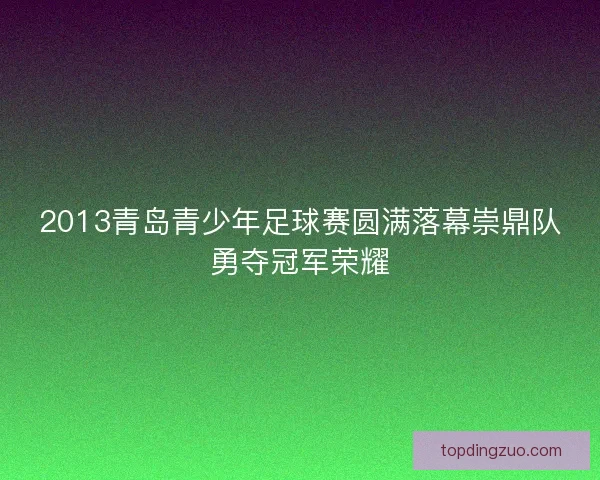 2013青岛青少年足球赛圆满落幕崇鼎队勇夺冠军荣耀 2013青岛青少年足球赛圆满落幕崇鼎队勇夺冠军荣耀