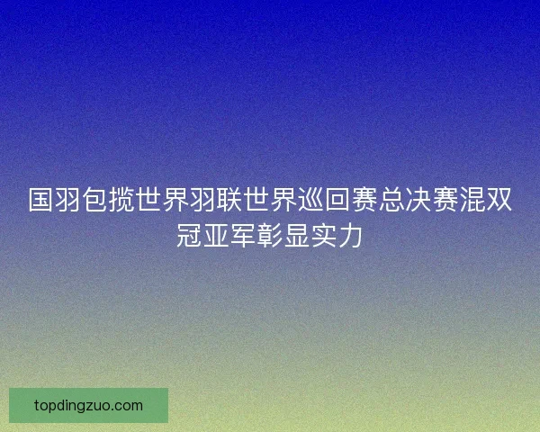 国羽包揽世界羽联世界巡回赛总决赛混双冠亚军彰显实力