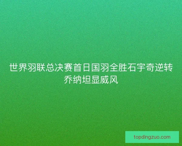 世界羽联总决赛首日国羽全胜石宇奇逆转乔纳坦显威风 世界羽联总决赛首日国羽全胜石宇奇逆转乔纳坦显威风
