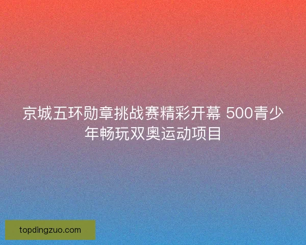 京城五环勋章挑战赛精彩开幕 500青少年畅玩双奥运动项目 京城五环勋章挑战赛精彩开幕 500青少年畅玩双奥运动项目