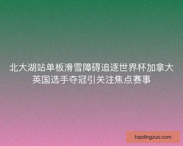 北大湖站单板滑雪障碍追逐世界杯加拿大英国选手夺冠引关注焦点赛事 北大湖站单板滑雪障碍追逐世界杯加拿大英国选手夺冠引关注焦点赛事
